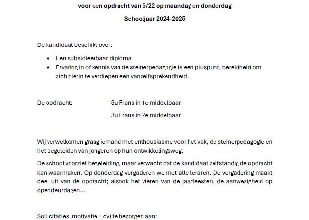 Vacature Frans 6/22